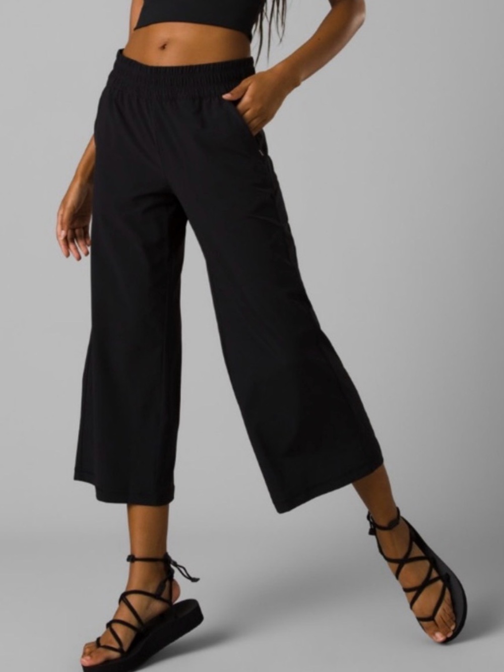 Prana Railway Wide Leg Pant Black UPF 50 Size Large